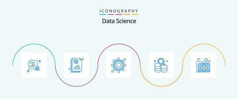 Data Science Blue 5 Icon Pack Including folder. search. graph. recovery. data vector