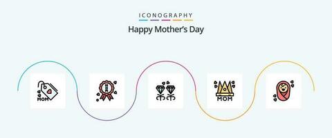 Happy Mothers Day Line Filled Flat 5 Icon Pack Including child. woman. jewel. mother. love vector