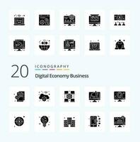 20 Digital Economy Business Solid Glyph icon Pack like computer computer digital speaker business vector