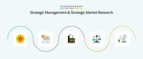Strategic Management And Strategic Market Research Flat 5 Icon Pack Including . loss. technology. law. smoke vector