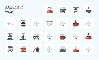 25 Vehicles Flat color icon pack vector