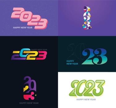 Big Set of 2023 Happy New Year logo text design 2023 number design template vector