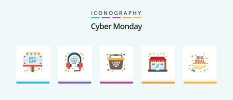 Cyber Monday Flat 5 Icon Pack Including hand. big deal. basket. sale. online. Creative Icons Design vector