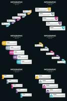 Vector 6 Infographics Pack Presentation slide template 5 Steps cycle diagrams and timelines