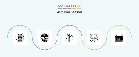 Autumn Glyph 5 Icon Pack Including calendar. rain. autumn. cloud. tree vector