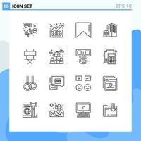 16 Creative Icons Modern Signs and Symbols of folding chair cinema money chair building Editable Vector Design Elements