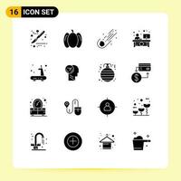 16 Creative Icons Modern Signs and Symbols of gym reception meteor front counter Editable Vector Design Elements