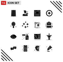 16 Thematic Vector Solid Glyphs and Editable Symbols of plus media salary user interface Editable Vector Design Elements