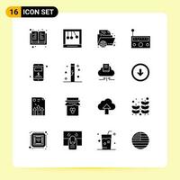 16 Creative Icons Modern Signs and Symbols of server radio education music device Editable Vector Design Elements