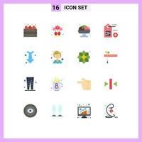 16 Creative Icons Modern Signs and Symbols of businesswoman full food down tag Editable Pack of Creative Vector Design Elements