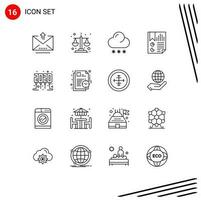 16 Creative Icons Modern Signs and Symbols of celebration page cloud document bookmark Editable Vector Design Elements