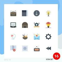 16 Creative Icons Modern Signs and Symbols of building computing down laptop energy Editable Pack of Creative Vector Design Elements