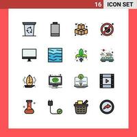 16 Universal Flat Color Filled Line Signs Symbols of climate hardware play gadget computers Editable Creative Vector Design Elements