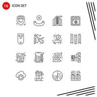 16 Outline concept for Websites Mobile and Apps three military real insignia setting Editable Vector Design Elements