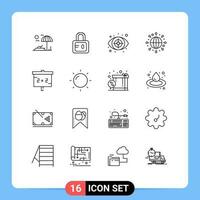 16 Thematic Vector Outlines and Editable Symbols of sun studies investigation education world Editable Vector Design Elements