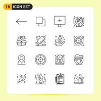 16 Thematic Vector Outlines and Editable Symbols of medicine box virus birthday investment Editable Vector Design Elements