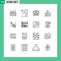 16 Thematic Vector Outlines and Editable Symbols of party music dough india open box Editable Vector Design Elements