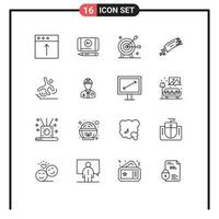 16 Creative Icons Modern Signs and Symbols of business space arrow meteor asteroid Editable Vector Design Elements