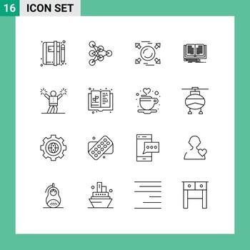dieciséis temático vector contornos y editable símbolos de animador libro datos novela todas editable vector diseño elementos