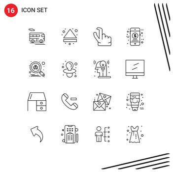 16 Outline concept for Websites Mobile and Apps search bug out sale money Editable Vector Design Elements