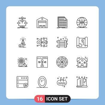 16 Creative Icons Modern Signs and Symbols of internet gdpr store document coding Editable Vector Design Elements