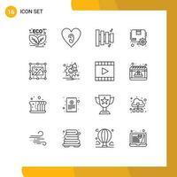 16 Creative Icons Modern Signs and Symbols of picture creative custom gear package Editable Vector Design Elements