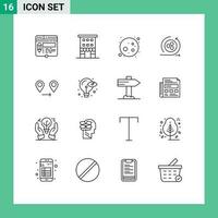 16 Creative Icons Modern Signs and Symbols of gps modeling shop front api planet Editable Vector Design Elements