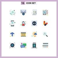 16 Flat Color concept for Websites Mobile and Apps network music key headphones password Editable Pack of Creative Vector Design Elements