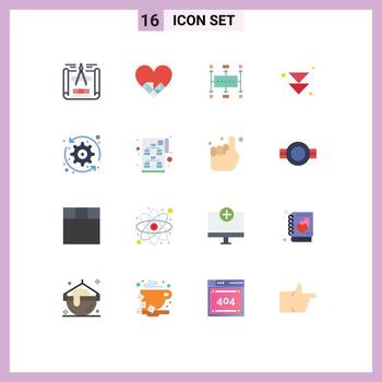 dieciséis temático vector plano colores y editable símbolos de sistema flechas flujo de trabajo planificación siguiente flecha editable paquete de creativo vector diseño elementos