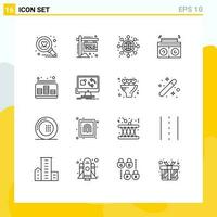 16 Creative Icons Modern Signs and Symbols of sound level networking control radio Editable Vector Design Elements