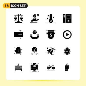 dieciséis sólido glifo concepto para sitios web móvil y aplicaciones campo lado por lado servicios refrigerador clima editable vector diseño elementos