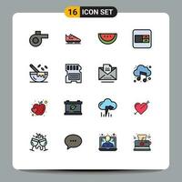 16 Universal Flat Color Filled Line Signs Symbols of hardware restaurant watermelon kitchenware boiling Editable Creative Vector Design Elements