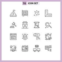 16 Creative Icons Modern Signs and Symbols of cafe law down judge tools Editable Vector Design Elements