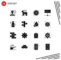 16 Creative Icons Modern Signs and Symbols of sugar bottle serve process signal devices Editable Vector Design Elements