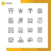 16 Creative Icons Modern Signs and Symbols of print ruler razor measure goal Editable Vector Design Elements