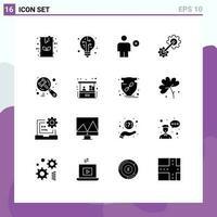 16 Thematic Vector Solid Glyphs and Editable Symbols of search engineering avatar cogwheel minus Editable Vector Design Elements