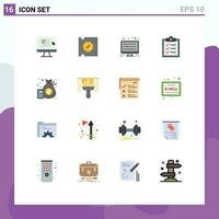 16 Thematic Vector Flat Colors and Editable Symbols of finance tasks processor chip list waves Editable Pack of Creative Vector Design Elements