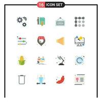 16 Thematic Vector Flat Colors and Editable Symbols of options configuration page security lock Editable Pack of Creative Vector Design Elements