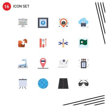 16 Flat Color concept for Websites Mobile and Apps business device location printer data Editable Pack of Creative Vector Design Elements