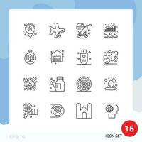 16 Thematic Vector Outlines and Editable Symbols of green market baby carriage index broker Editable Vector Design Elements