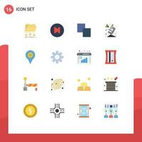 16 Flat Color concept for Websites Mobile and Apps pin map clone location microscope Editable Pack of Creative Vector Design Elements