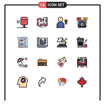 16 Flat Color Filled Line concept for Websites Mobile and Apps style css decoration code support Editable Creative Vector Design Elements