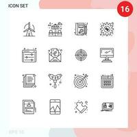 16 Creative Icons Modern Signs and Symbols of web preferences equalizer profile work gear Editable Vector Design Elements