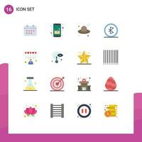 16 Flat Color concept for Websites Mobile and Apps personal skills wireless hat network communication Editable Pack of Creative Vector Design Elements