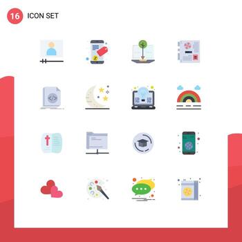 16 Flat Color concept for Websites Mobile and Apps file code organic content motherboard mainboard Editable Pack of Creative Vector Design Elements