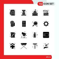 16 Thematic Vector Solid Glyphs and Editable Symbols of cashless knowledge scale garden book Editable Vector Design Elements