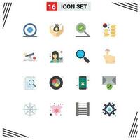 16 Flat Color concept for Websites Mobile and Apps finance saving complete economy currency Editable Pack of Creative Vector Design Elements