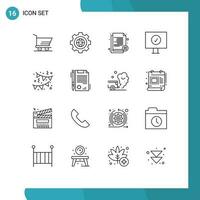 16 Outline concept for Websites Mobile and Apps decoration protection delete computer reject Editable Vector Design Elements