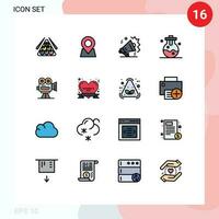 16 Creative Icons Modern Signs and Symbols of capture laboratory pin lab speaker Editable Creative Vector Design Elements