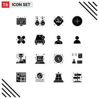 16 Thematic Vector Solid Glyphs and Editable Symbols of medical care silver new add Editable Vector Design Elements